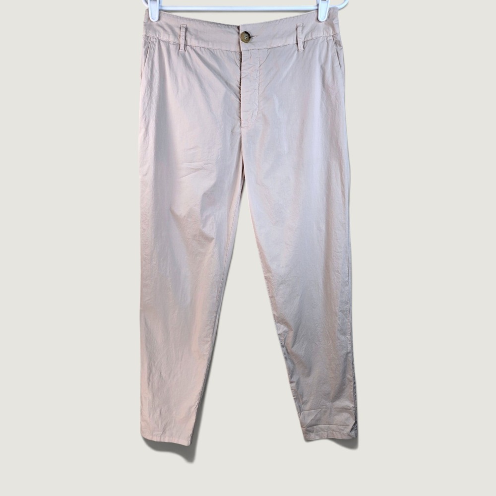 James Perse Tapered Chino Pants Sz 27 Beige Twill Button Fly Minimalist Trousers